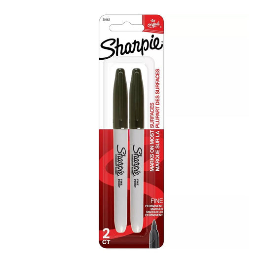 Sharpie Permanent Markers Fine Tip, Black, 2pk