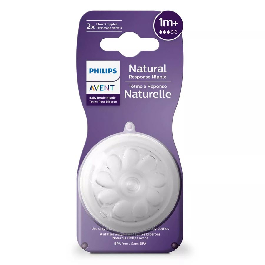 Philips Avent 2pk Natural Response Baby Bottle Nipple - Slow Flow, 1m+