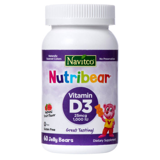 Navitco NutriBear Vitamin D3 1000 IU Chewable Gummies - Natural Fruit Flavor, 60 Bears