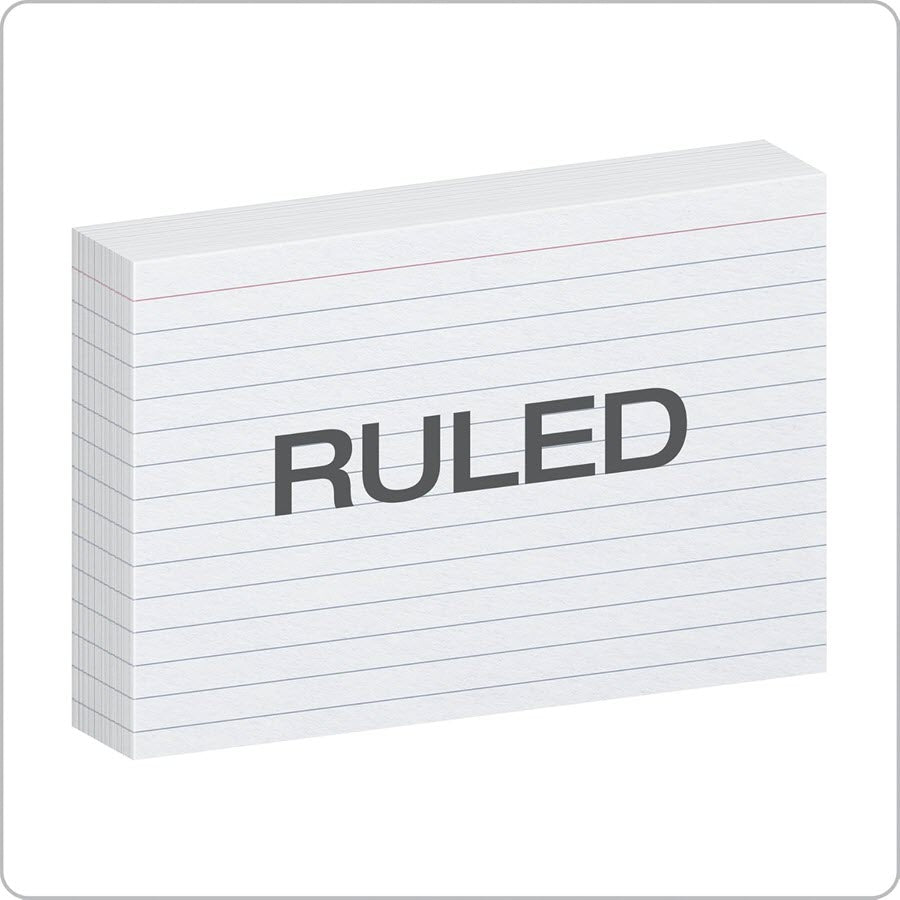 Oxford Ruled Index Cards, 4" x 6", White, 100ct