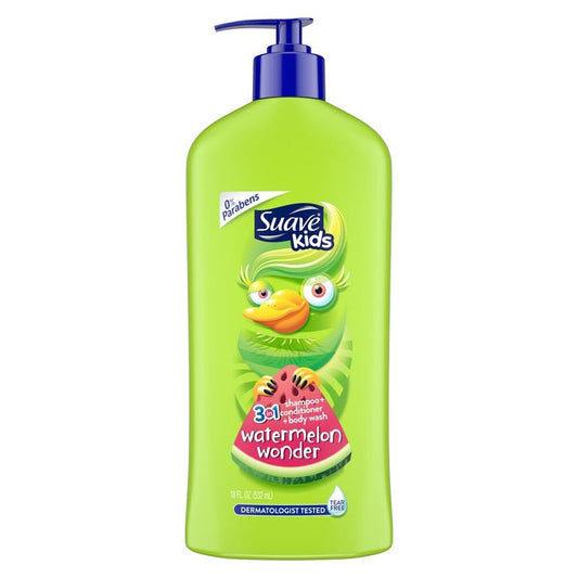 Suave Kids 3 in 1 Shampoo Conditioner And Body Wash Wacky Melon, 18oz