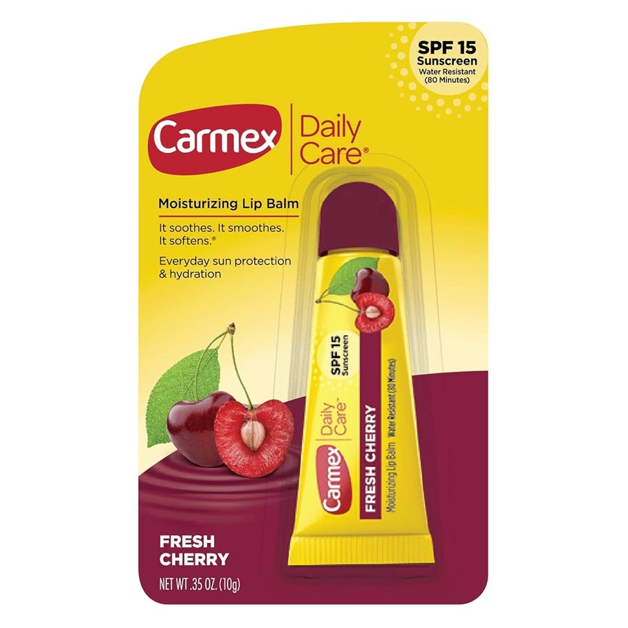 Carmex Daily Care Moisturizing SPF 15 Lip Balm, Fresh Cherry, 0.35oz