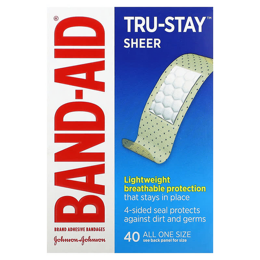 Band-Aid Tru-Stay Sheer Strip Bandages, All One Size - 40ct