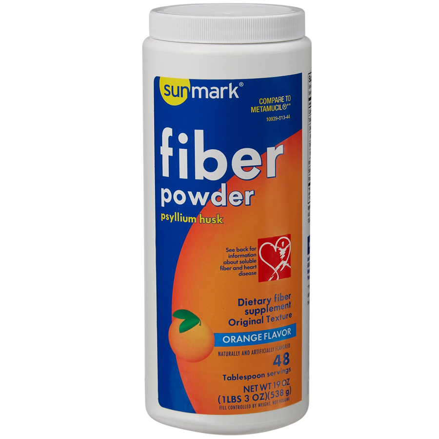 Sunmark Fiber Powder with Psyllium Husk, Orange Flavor, 19oz