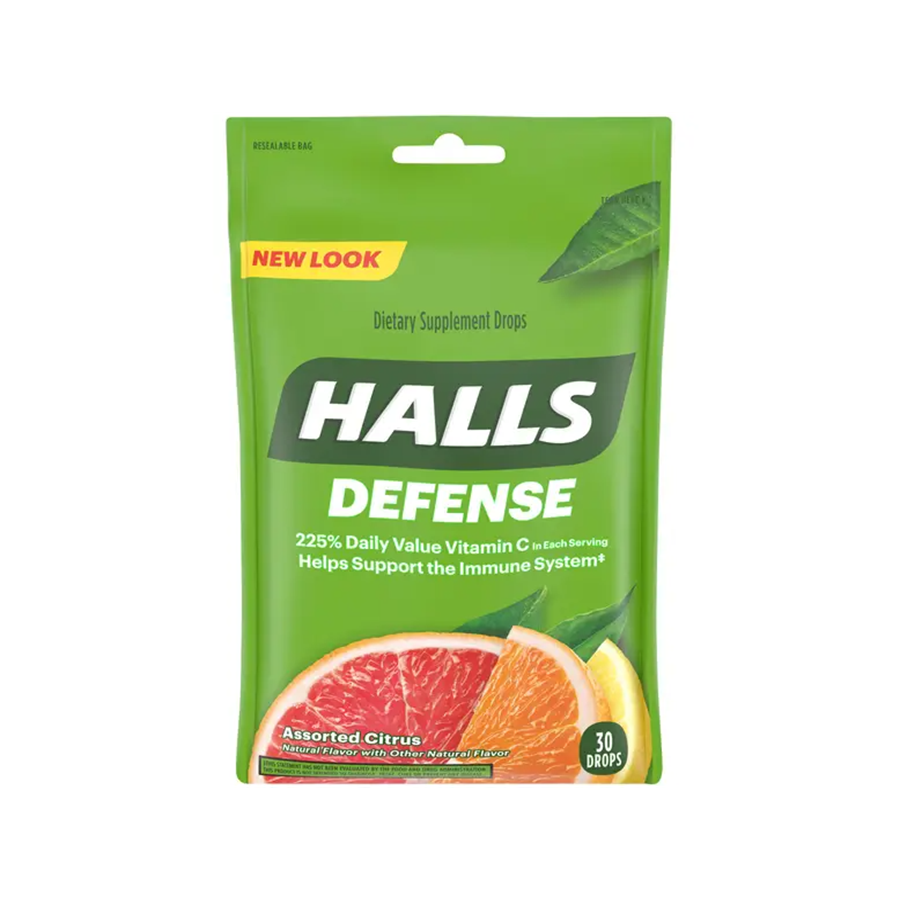 HALLS Defense Vitamin C Drops, Assorted Citrus - 30ct