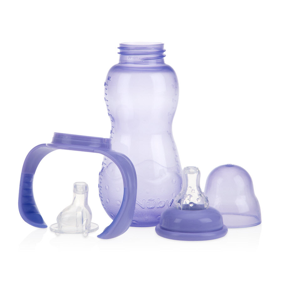 Nuby Standard Neck Baby Bottle With Handles, Non Drip, 11oz