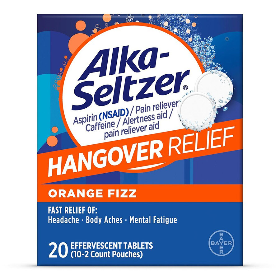 Alka-Seltzer Hangover Relief Effervescent Tablets Formulated for Fast Relief of Headaches, Body Aches and Mental Fatigue - 20ct