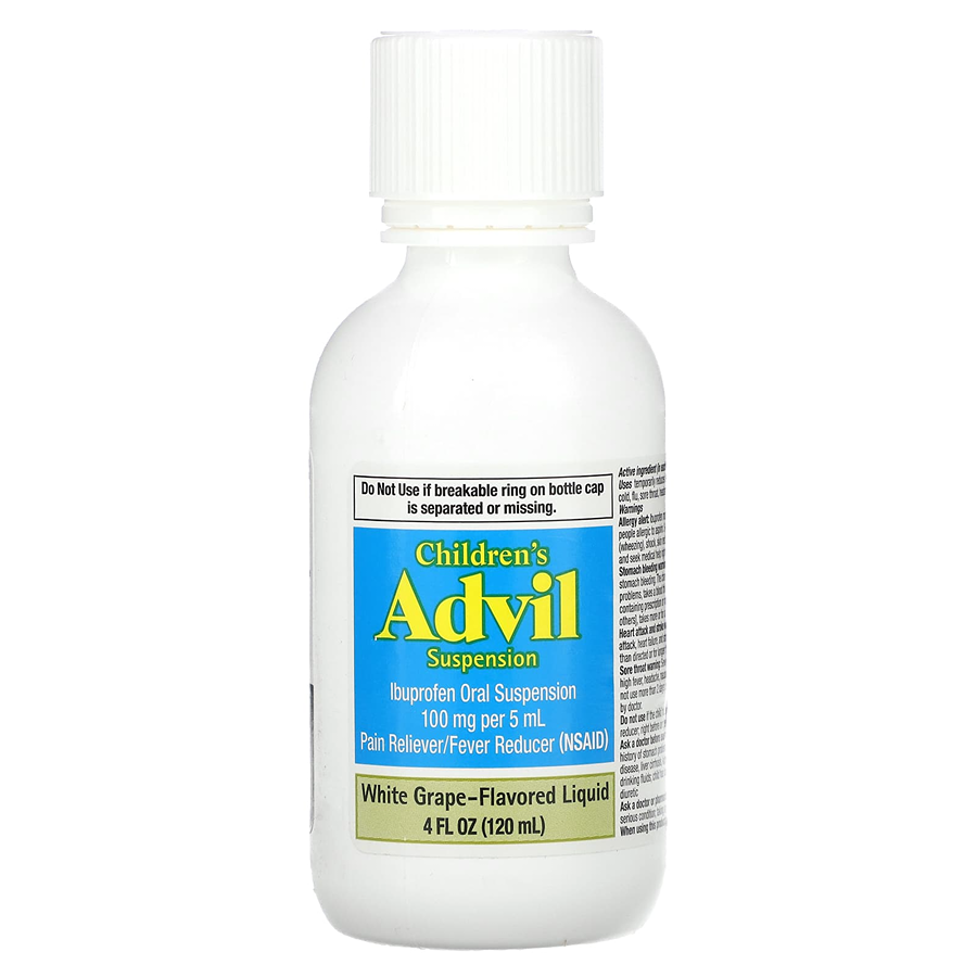 Children’s Advil Liquid Pain Relief Medicine and Fever Reducer, 100 Mg, Ages 2-11, White Grape - 4 Fl oz