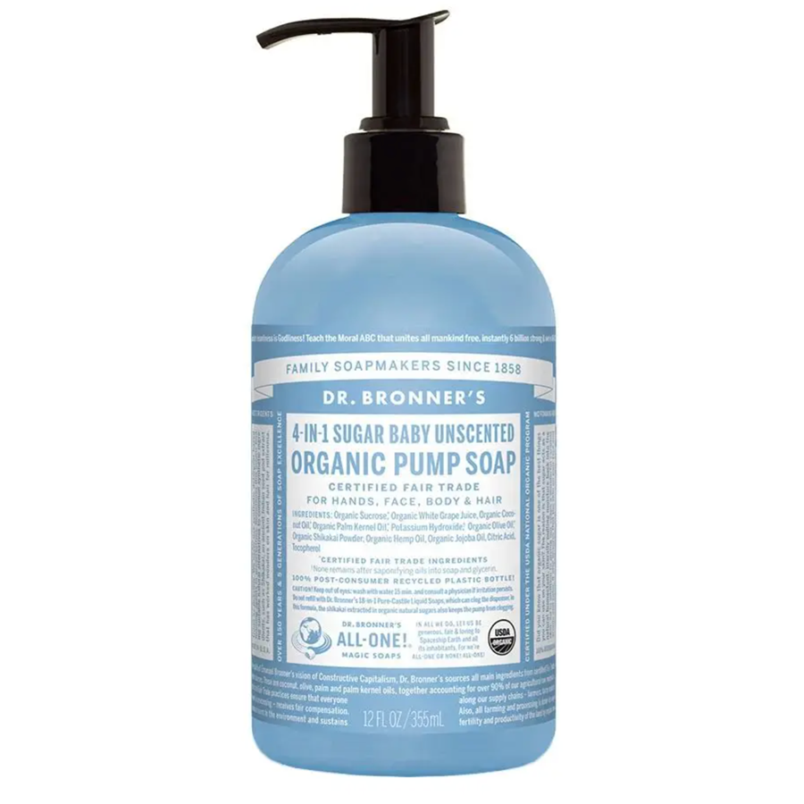 Dr. Bronner's Organic Baby Unscented Sugar Soap 12 fl. oz.