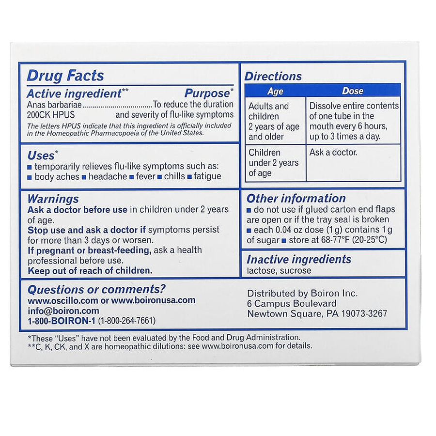 Oscillococcinum Flu Symptom Tablets, 6 doses