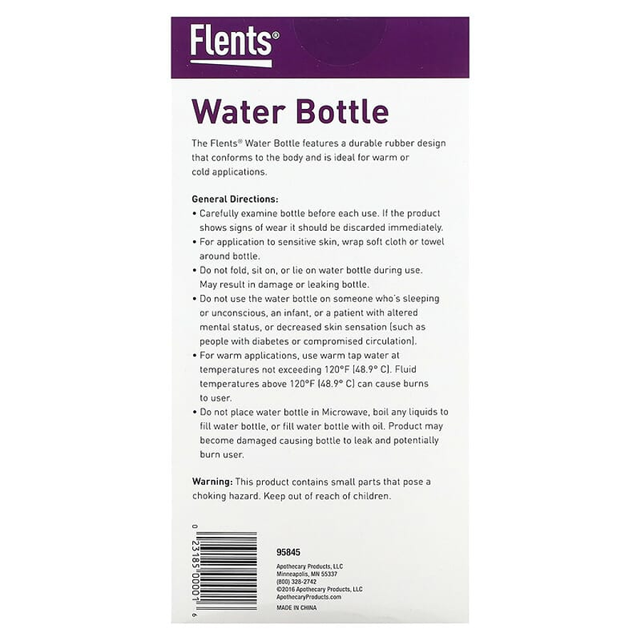 Flents Reusable Water Bottle, Warm or Cold Therapy