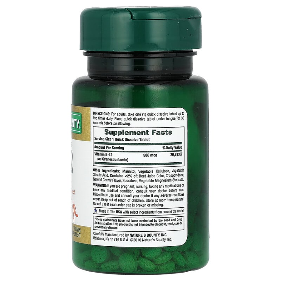 Nature's Bounty B-12 Tablets 500mcg, 100ct