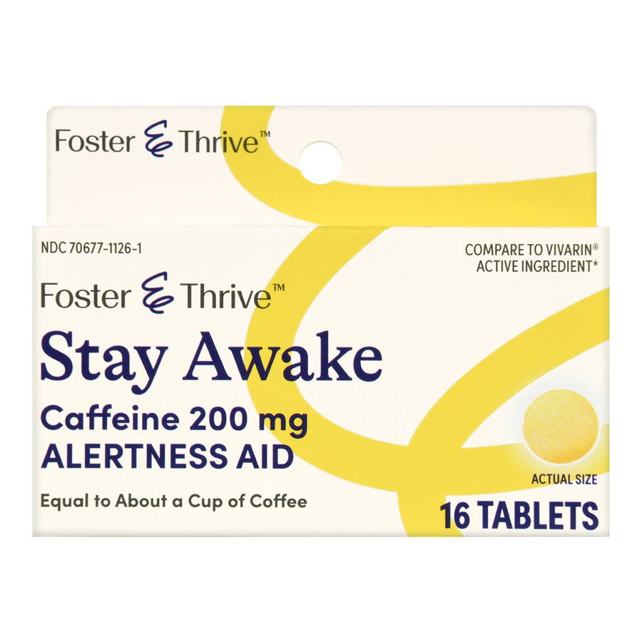 Foster & Thrive Stay Awake Caffeine Tablets, 200 mg - 16ct