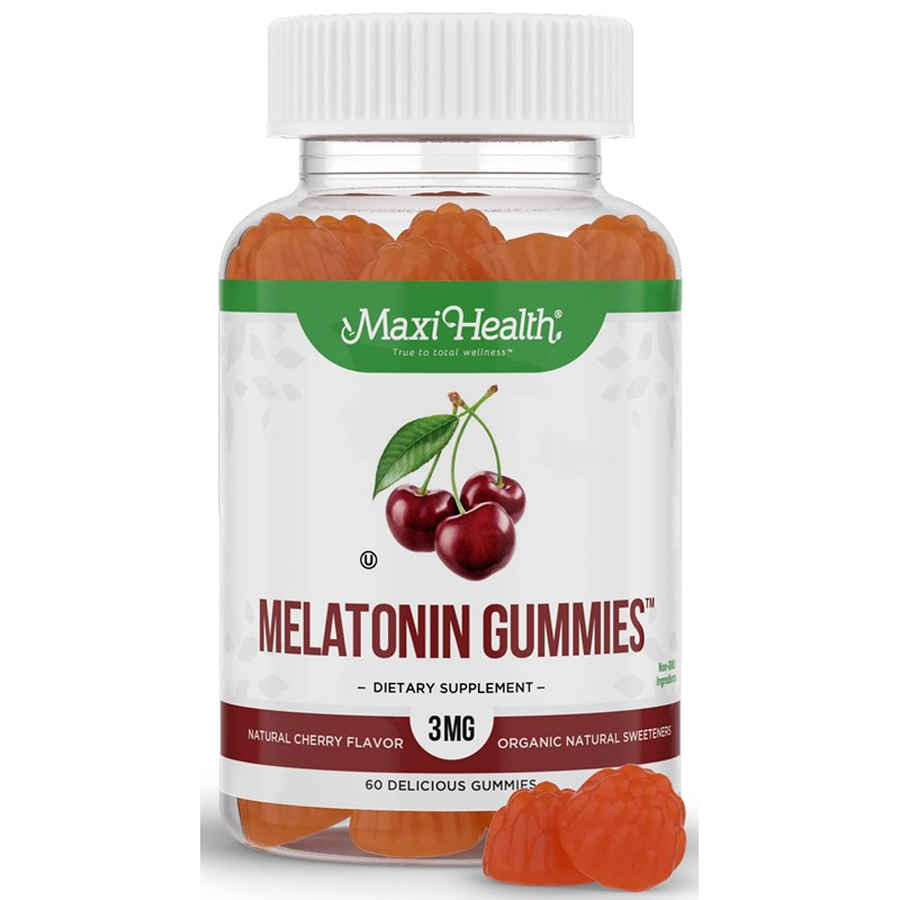 Maxi Health Melatonin 3 Mg Gummies - Natural Cherry Flavor,  60 Gummies