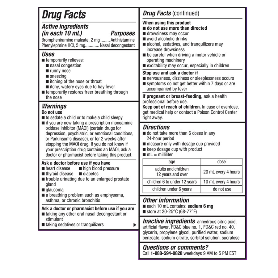 Dimetapp Childrens Cold And Allergy Syrup Grape, 4oz