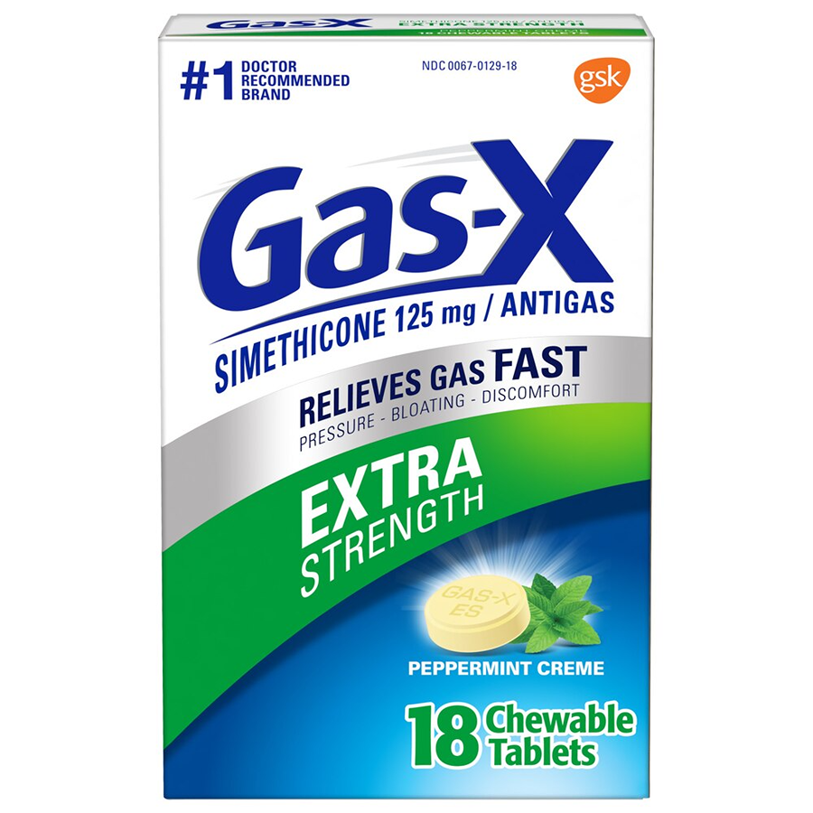 Gas-X Extra Strength Gas Relief Chewable Tablets, Peppermint Creme - 18 ct