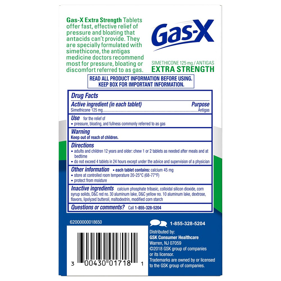 Gas-X Extra Strength Gas Relief Chewable Tablets, Peppermint Creme - 18 ct