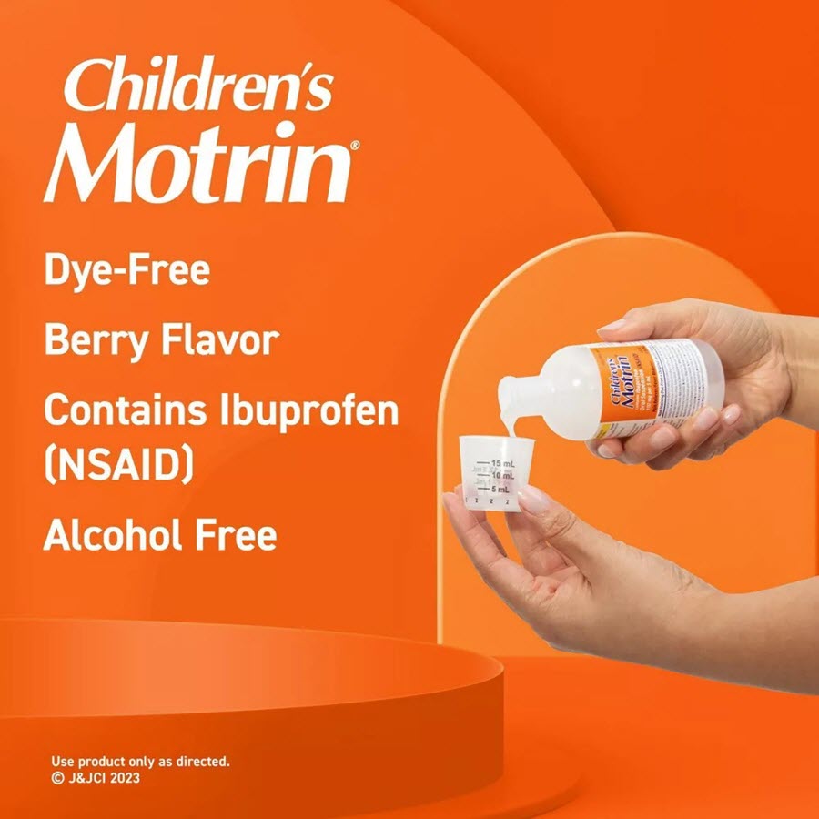 Children's Motrin Oral Suspension Dye-Free Fever Reduction & Pain Reliever - Ibuprofen (NSAID) - Berry - 4 fl oz