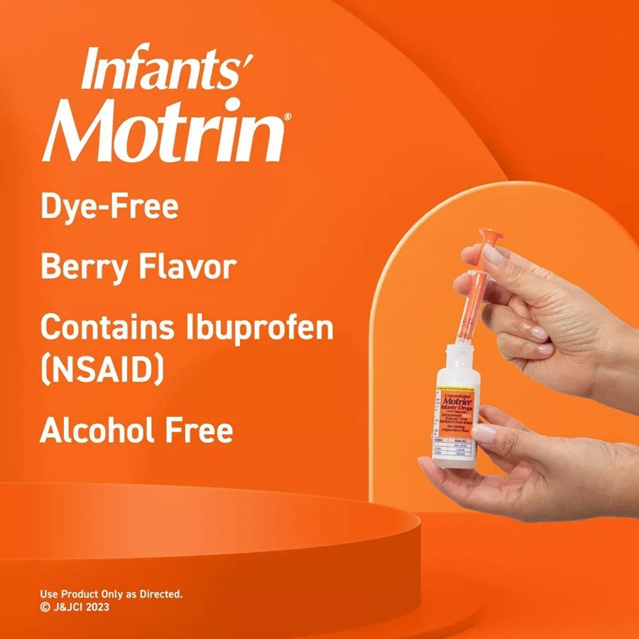 Infants' Motrin Dye-Free Pain Reliever/Fever Reducer Liquid Drops - Ibuprofen (NSAID) - Berry - 1 fl oz