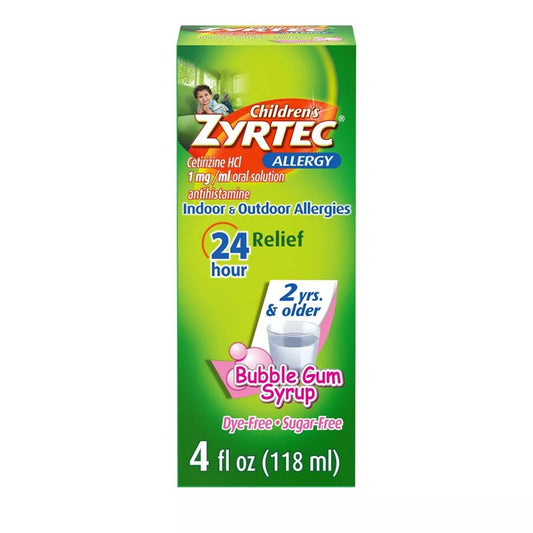 Zyrtec Children's 24-Hr Allergy Relief Syrup - Bubble Gum - Cetirizine - 4 fl oz