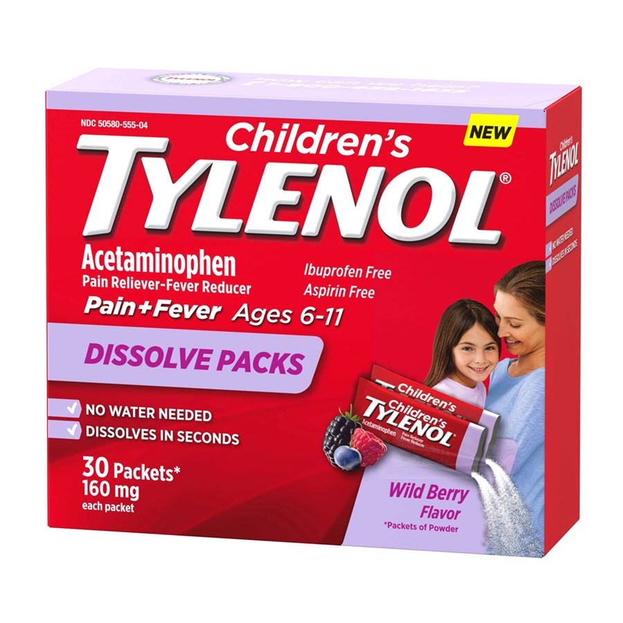 Children’s Tylenol Dissolve Powder Packs - Berry, 30ct