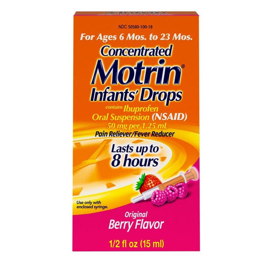 Motrin Concentrated Infants Drops Pain Reliever and Fever Reducer, Berry Flavor, 0.5oz (15ml)