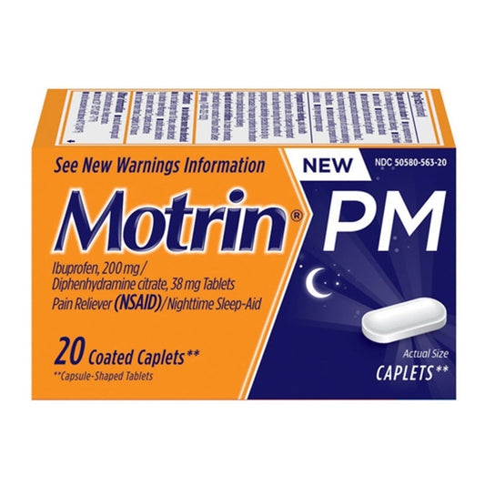 Motrin PM Ibuprofen 200 Mg Pain Reliever And Nighttime Sleep Aid Caplets - 20ct