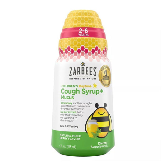 Zarbee's Kid's Cough + Mucus Daytime with Honey, Ivy Leaf, Zinc & Elderberry - Mixed Berry - 4 fl oz