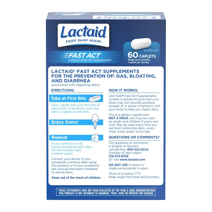 Lactaid Fast Act Lactose Intolerance Caplets - 60pk