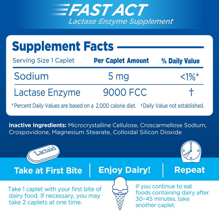 Lactaid Fast Act Lactose Intolerance Caplets - 60pk