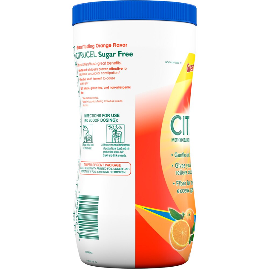 Citrucel Fiber Powder, Sugar Free, Orange - 16.9oz