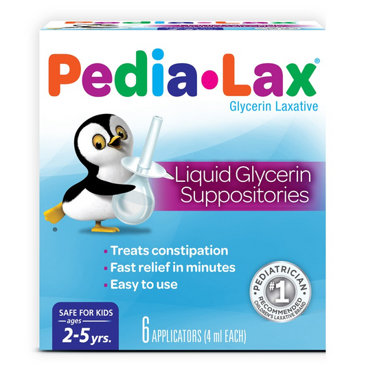 Pedia-Lax Laxative Liquid Glycerin Suppositories for Kids - Ages 2-5 - 4ml, 6ct