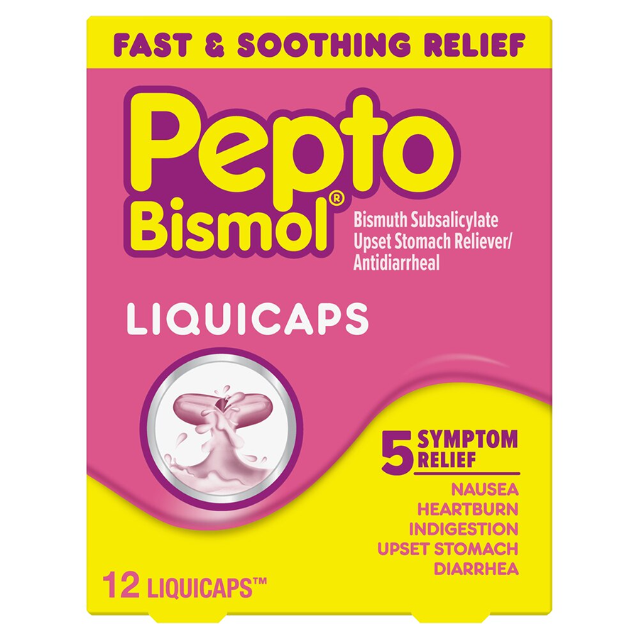 Pepto-Bismol 5 Symptom Stomach Relief - Liquicaps, 12ct