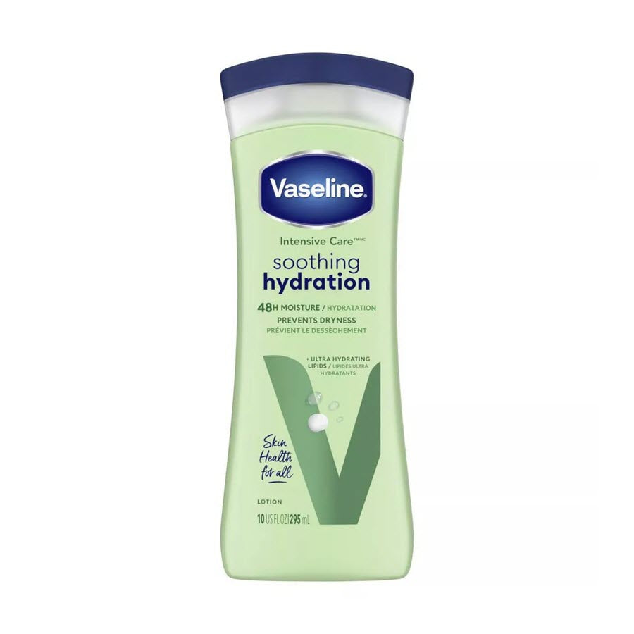 Vaseline Intensive Care Moisturizing Body Lotion with Aloe Vera Soothing Hydration, 10oz