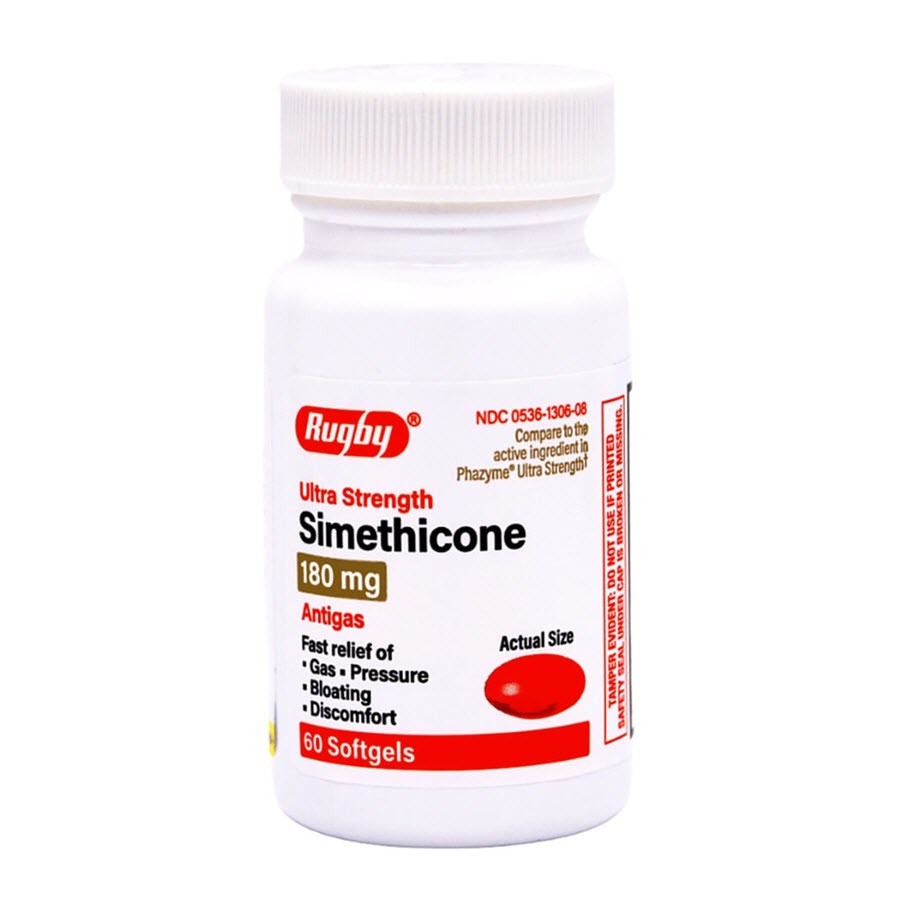 Rugby Simethicone Gas Relief Softgels, Ultra Strength, 180 mg - 60 ct