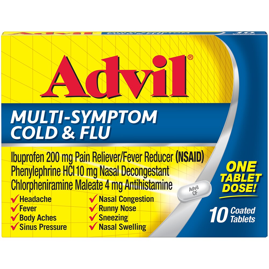 Advil Multi-Symptom Cold & Flu Coated Tablets, 10 Count