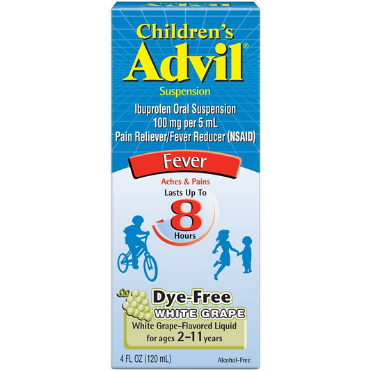 Children’s Advil Liquid Pain Relief Medicine and Fever Reducer, 100 Mg, Ages 2-11, White Grape - 4 Fl oz