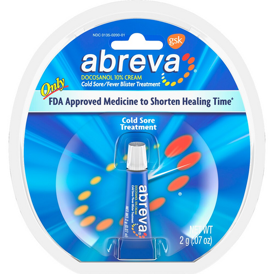 Abreva Docosanol 10% Cream Cold Sore/Fever Blister Treatment Tube, 0.07 oz