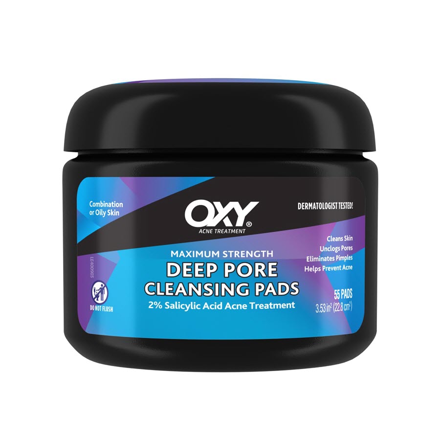 Oxy Daily Defence Cleansing Pads 2% Salicylic Acid Acne Treatment, 55 ct