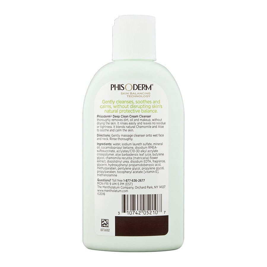 Phisoderm Deep Clean Cream Cleanser For Normal To Dry Skin, 6oz