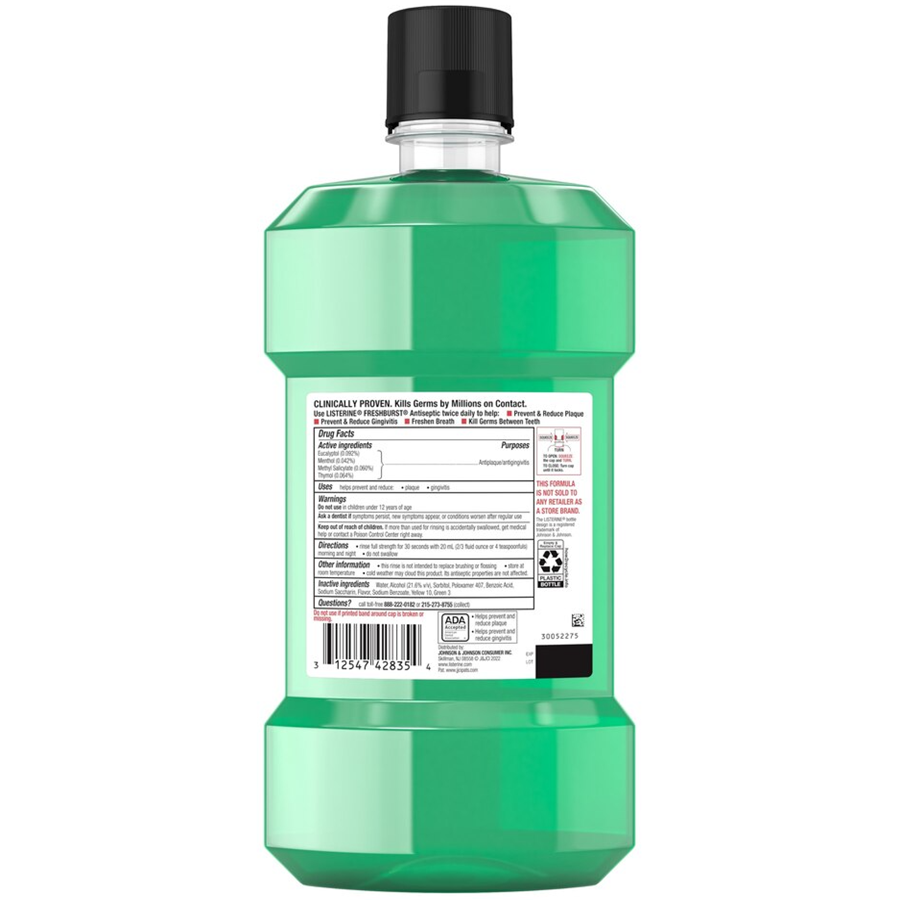 Listerine Fresh Burst Mouth Wash, 1L