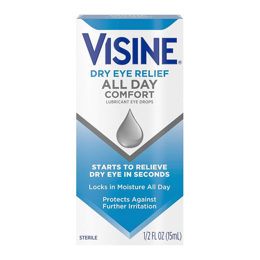 Visine Dry Eye Relief All Day Comfort Lubricant Eye Drops with Polyethylene Glycol, 0.5 fl. oz