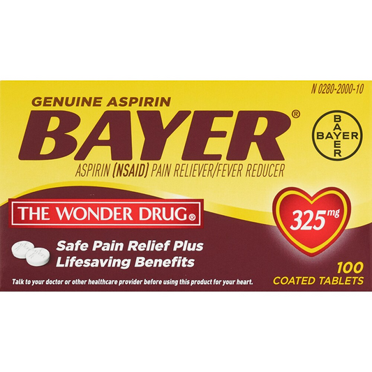 Bayer Aspirin Pain Reliever & Fever Reducer Coated Tablets, 325 mg - 100ct