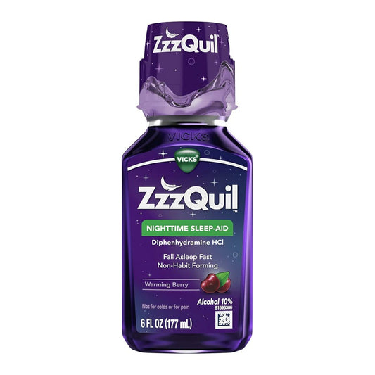 Vicks ZzzQuil Nighttime Sleep-Aid Liquid Warm Berry, 6oz