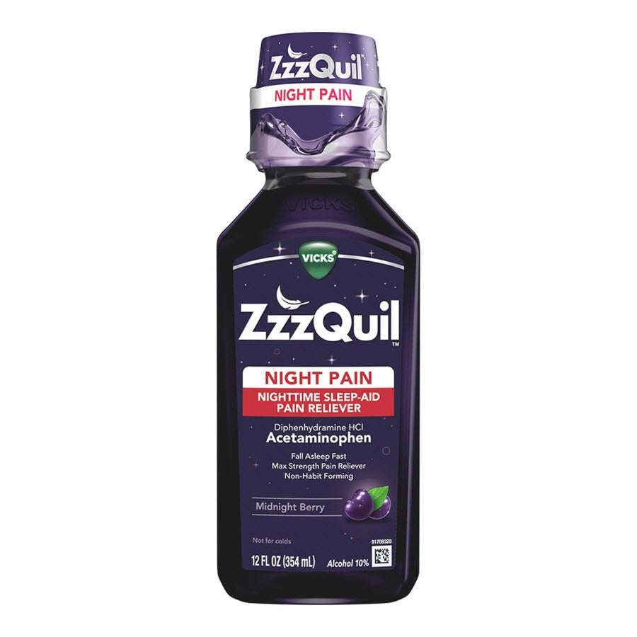 Vicks ZzzQuil Nighttime Pain Relief Sleep Aid Liquid, 12 fl oz