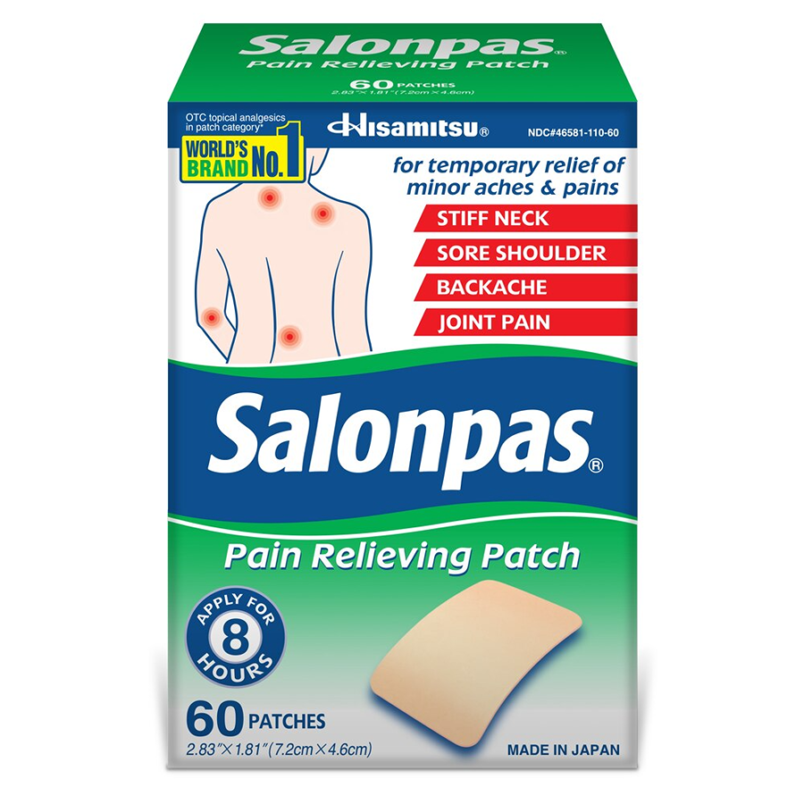 Salonpas Pain Relieving Patch - 8 Hour Pain Relief - 60ct