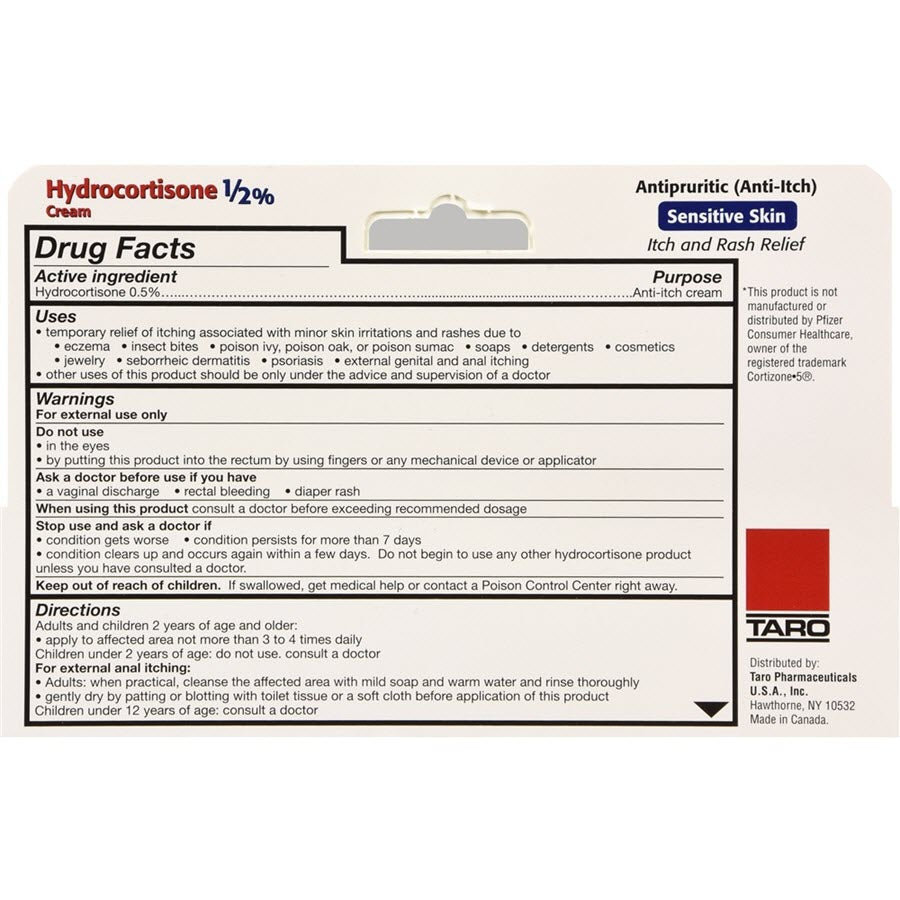 Hydrocortisone 1/2% Anti-Itch Cream Sensitive Skin with Aloe, 1 oz