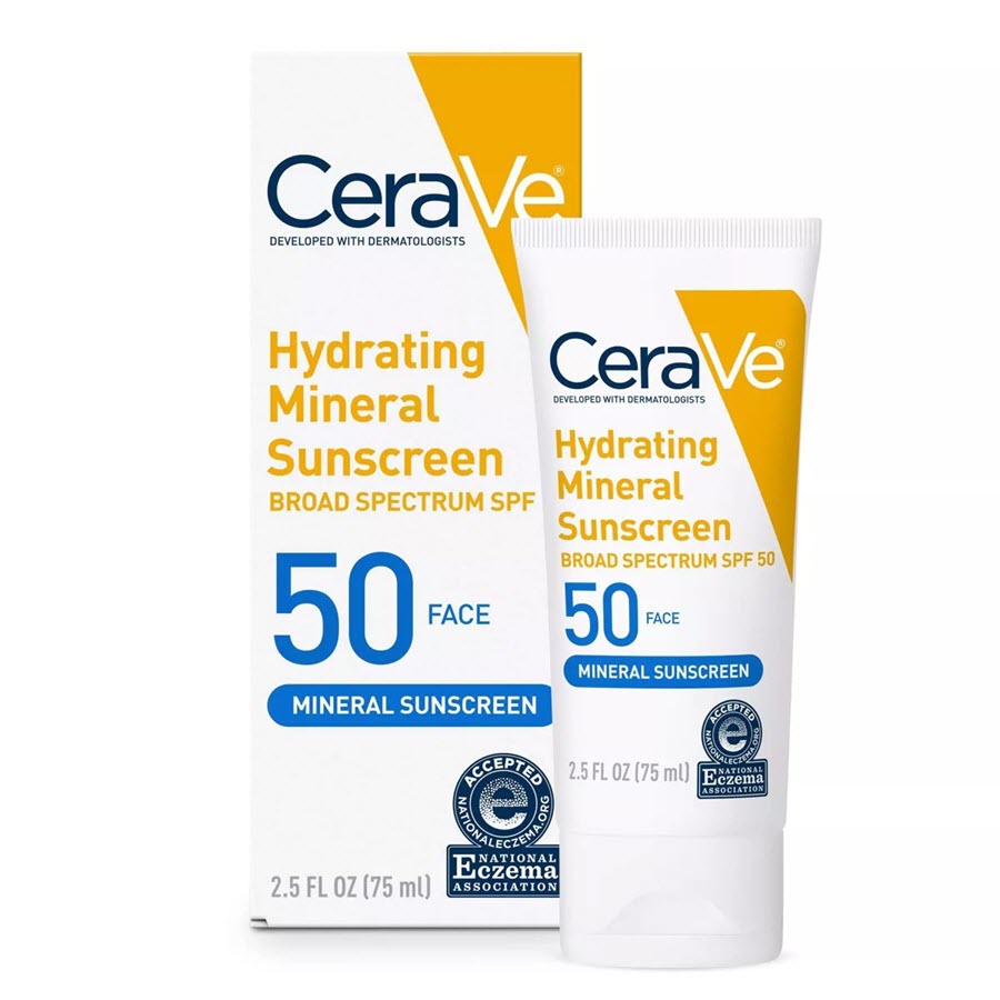 CeraVe Hydrating 100% Mineral Sunscreen for Face - SPF 50 - 2.5 fl oz