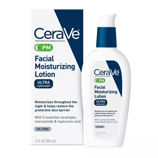 CeraVe PM Facial Moisturizing Lotion, Night Cream for All Skin Types, 3oz