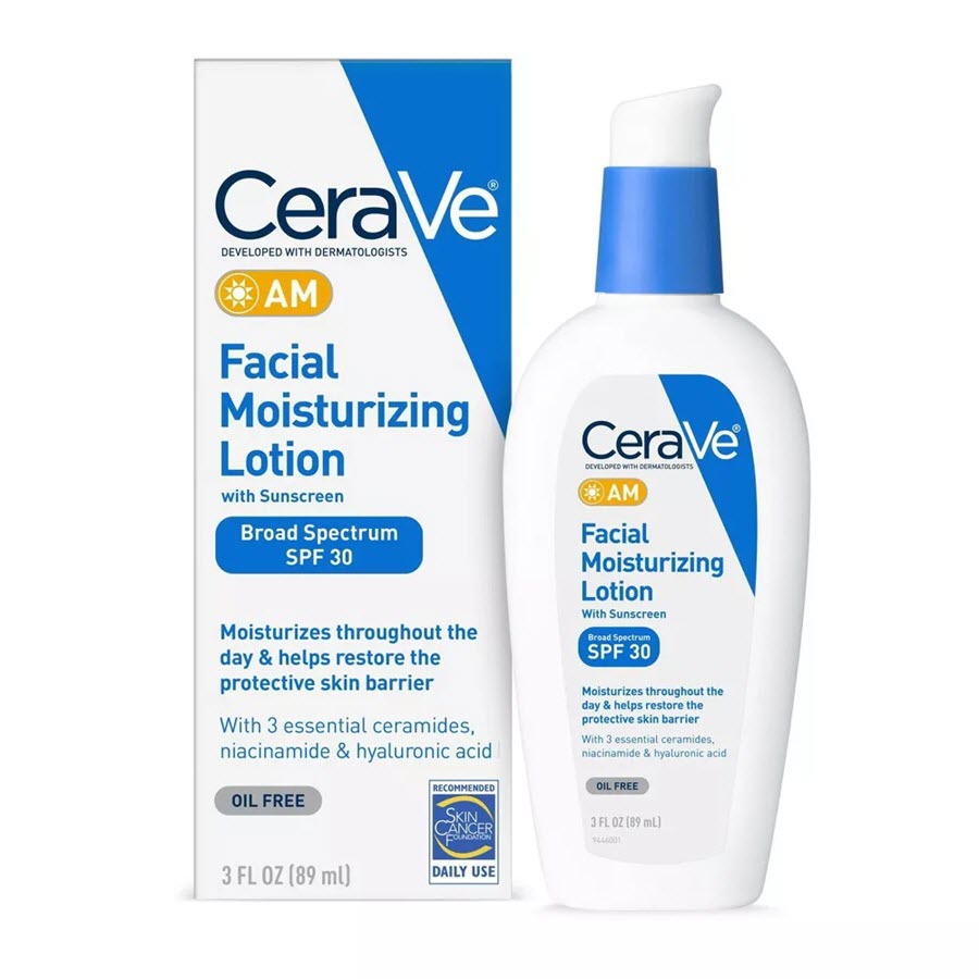 CeraVe Face Moisturizer with Sunscreen, AM Facial Moisturizing Lotion for Normal to Dry Skin - SPF 30, 3oz